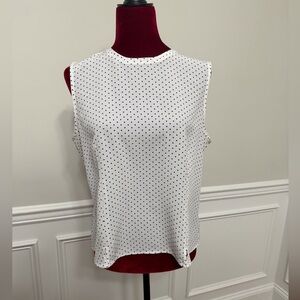 Karen Scott Petites Sleeveless White Polka Dot Women's Top Size L